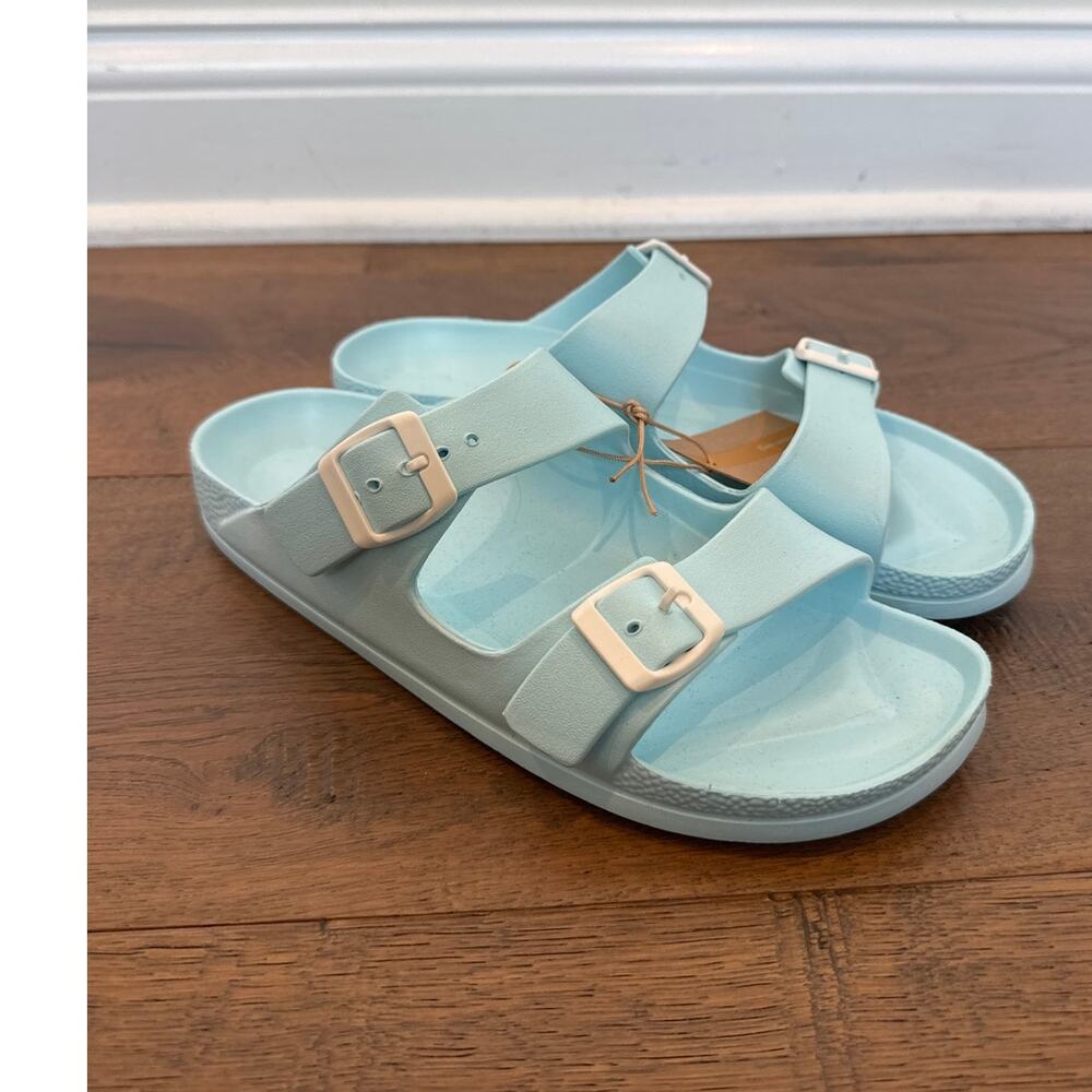 Funky Monkey Double Buckle Waterproof Slide Sandals Light Blue Womens Size 9 NWT